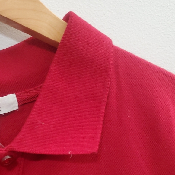 Active Basic Red Button Down Polo Shirt - Picture 4 of 5